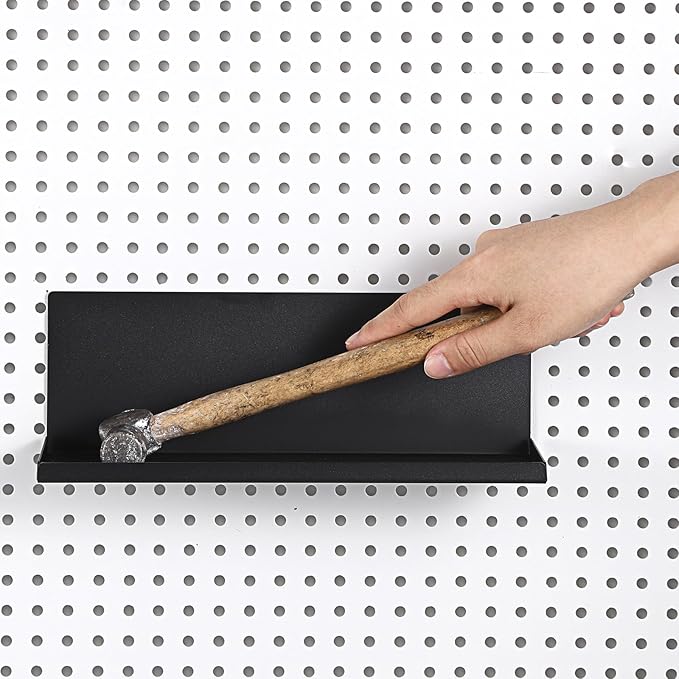 Kokone 6 Pack Magnetic Pegboard Shelves with Lip Around The Edge, 10x4.3 Inch Metal Peg Board Shelves Accessories for Storing