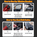 Safety Hammer - Safe Hammer Glass Breaker Under Water, Upgraded Antiskid, Car Hammer Seatbelt Cutter Car Window Breaker Emerg