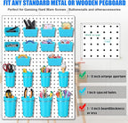Sieral 64 Pieces Pegboard Bins Pegboard Cups with Hooks and Loops Peg Hooks Assortment Organizer Accessory for Organizing Acc