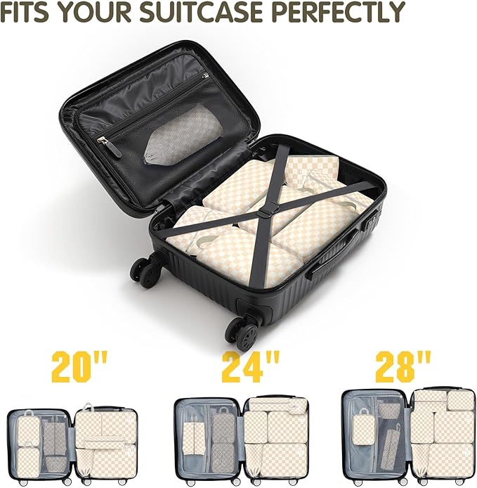 8 Set Compression Packing Cubes Travel, Lightweight Durable Packing Compression Cubes, Accessories Bags Packing Cubes for Tra