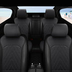 Sanwom Front Car Seat Covers - Leather Seat Covers with Storage Pocket and Two Belt Pads, Anti-Slip Waterproof Universal Seat