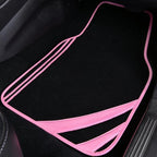CAR PASS Pink Edge Faux Leather Car Floor Mats Universal Car Carpet Mats with Double Stitch Line Anti-Slip Backing Design, fo