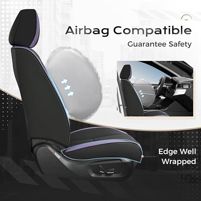 Coverado Car Seat Covers Front Seats, Seat Covers for Cars, Car Seat Protector, 2-Pack Car Seat Cushion Nappa Leather, Waterp