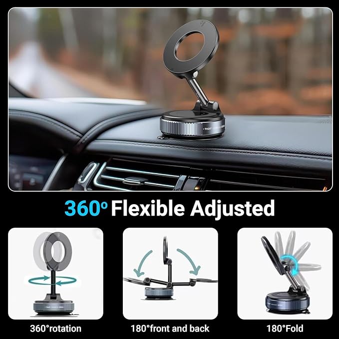 2026 new Upgraded Vacuum Magnetic Car Phone Holder 360° Reinforced Ultra Suction Cup Phone Mount for MagSafe Cell Phone Holders for Your Car/Phone Stand for iPhone, Samsung, All Smartphones