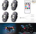 4PCS Wireless LED Strobe Lights with Remote Control,8 Colors Waterproof Anti-Collision USB Charing Led Warning Light, High Brightness Wireless LED Lights for Car Drone Truck Motorcycle Aircraft Bike