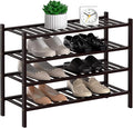 RONGJlA 4 Tier Bamboo Shoe Rack for Closet Free Standing Wood Shoe Shelf Storage Organizer for Entryway Small Space Stackable