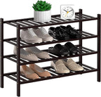 RONGJlA 4 Tier Bamboo Shoe Rack for Closet Free Standing Wood Shoe Shelf Storage Organizer for Entryway Small Space Stackable