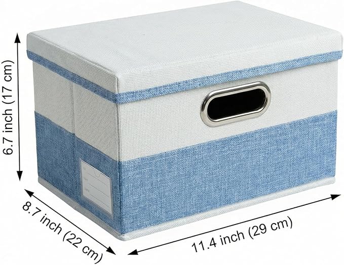 PRANDOM Storage Bins with Lids [3-Pack] Linen Fabric Foldable Storage Boxes Organizer Containers Baskets Cube with Cover for 
