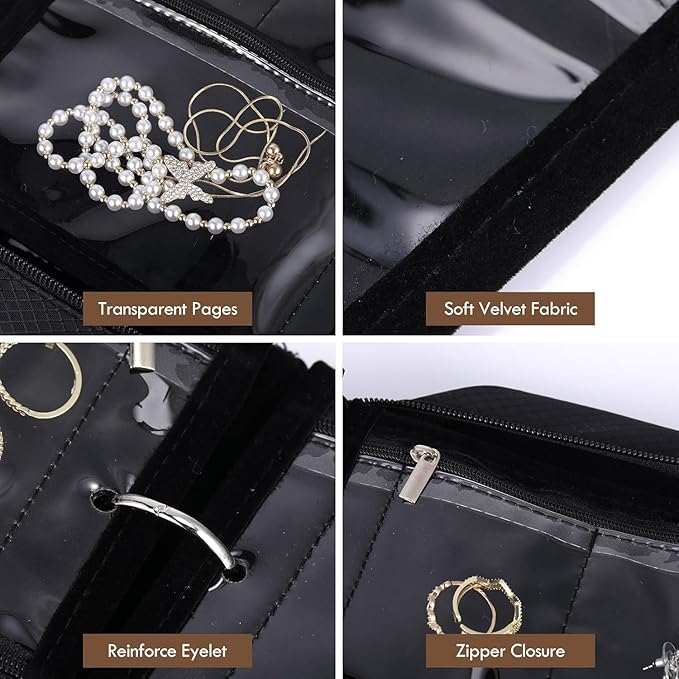 GSXRB Waterproof Anti-Tarnish Jewelry Organizer for Travel - Large Capacity Foldable Jewelry Box with 36 Compartments, Portab