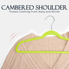 HOUSE DAY Vibrant Green Velvet Hangers 60 Pack, Non Slip Clothes Felt Hanger Heavy Duty for Coat, Premium Slim Space Saving S