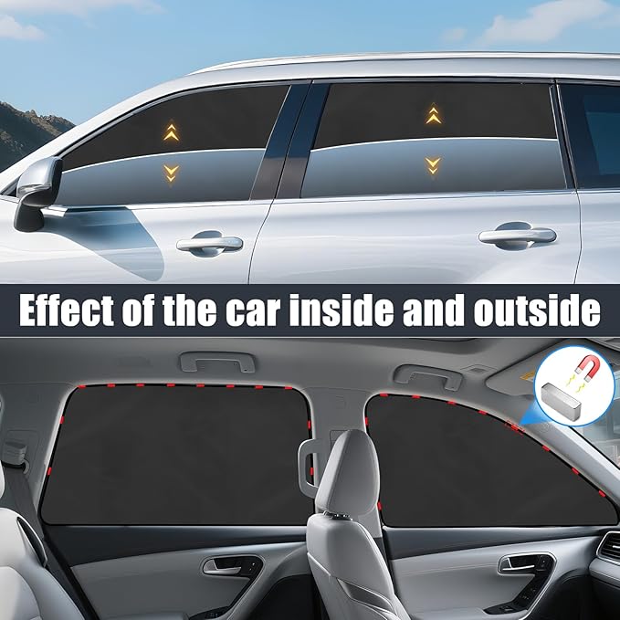 ZATOOTO Car Window Shades for Toyota Highlander 2021-2024, 4 Pcs Magnetic Car Window Covers - 100% Block Light Privacy Curtains, Side Window Sun Shade for Baby Breastfeeding, Sleeping, Camping
