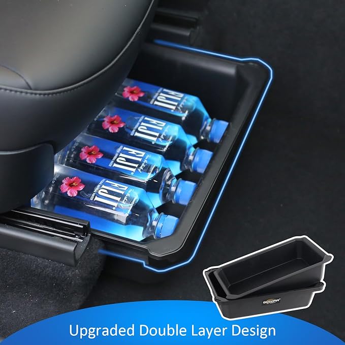 GEEDAR Under Seat Storage Box Organizer for Tesla Model Y (1 pack), Upgraded ABS + TPE Double Layer Hidden Storage Box, Washable Underseat Storage Organizer fit Tesla Model Y Accessories 2021-2024
