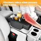 Center Console Cover for Car with Cup Holder and Tissue Box, PU Leather Armrest Storage Box with Phone Pocket, Heightening Car Armrest Cushion for Most SUV, Truck Interior