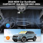 Custom Fit Seltos Windshield Sunshade for 2021-2024 2025 2026 Kia Seltos Front Window Shades Cover for Windshield Sun Visor Protector 210T Reflector Blocks UV Rays Cooler Car Accessories