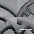 MEWANT Hand Stitch Genuine Leather Steering Wheel Cover for Chevy Silverado 1500 2500 3500 1999-2002 Tahoe Suburban 1998-2002 Astro Blazer S10 Kodiak C/K Custom-Fit Anti-Slip Interior Wrap