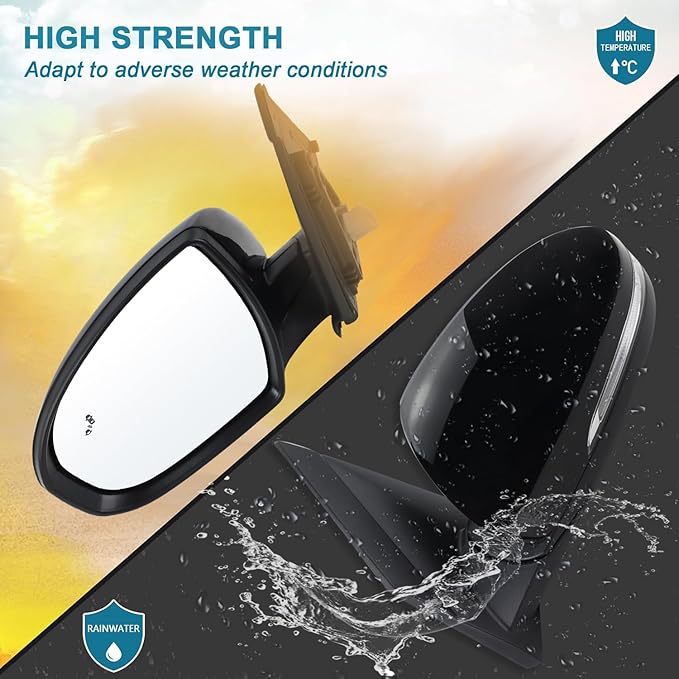 Left Driver Side Mirror Compatible With 2019 2020 2021 Hyundai Tucson With Manual folding Power Glass Turn Signal Heated Blind Spot Black Replace#87610D3930(8Pins)