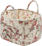 Boho Fabric Storage Basket, Large Capacity Laundry Basket, 12.2'' x 10.23'' x 10.23'' Collapsible Laundry Hamper with Easy Ca