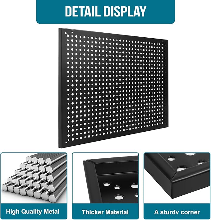 4 Pack Heavy Duty Steel Pegboard Garage Organization Panels,Universal 1/8 and 1/4 Pegboard Accessories,Suitable for Tool Stor