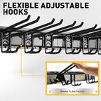 ELEAD 18-Pairs Heavy Duty Garage Tool Organizer Wall Mount Hooks, 96 Inches 1460 lbs Garden Tool Organizer with Adjustable Ho