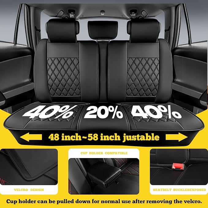 LINGVIDO Car Seat Covers Full Set (5 Seats) - Premium Perforated Nappa Leather, Waterproof Shield, Omni-Adapt Fit SUVs Sedans