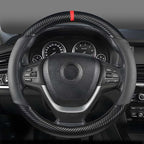 KAFEEK Carbon Fiber Steering Wheel Cover for Ford F150 F250 F350 Ram 4Runner Tacoma Tundra Range Rover, Large Size 15.5"-16",