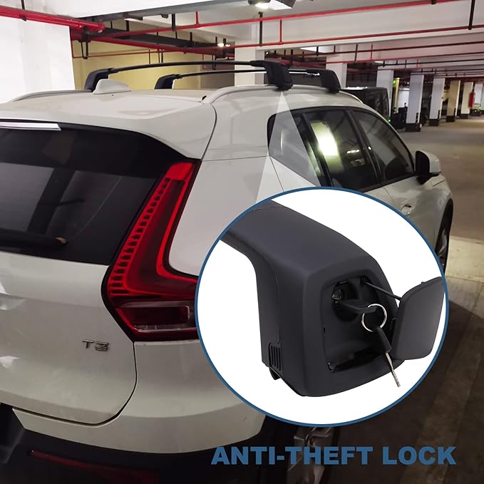 Snailfly Upgraded Roof Rack Cross Bars Fit for Volvo XC40 2018-2025 Lockable Quiet Crossbars Cargo Accessories