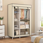 Calmootey Portable Closet Organizers, Clothing Storage, Wardrobe with 6 Shelves and Hanging Rod, Non-Woven Fabric Cover with 