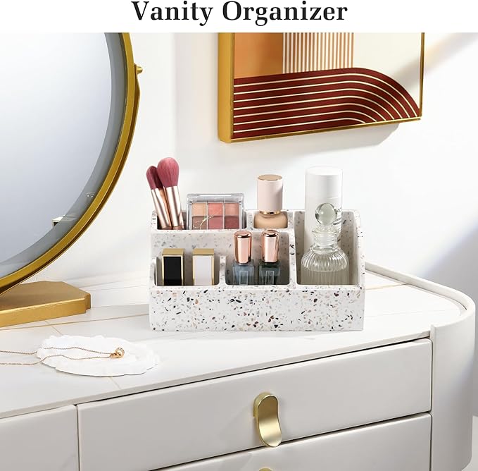 Luxspire Bathroom Counter Organizer, Toothbrush Holder for Bathroom 5 Slot, Large Bathroom Countertop Organizer Storage Bathr