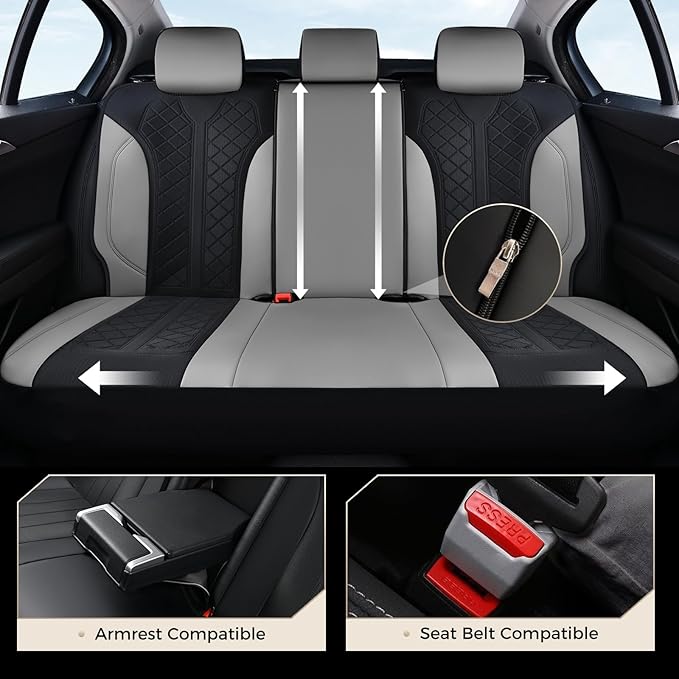 Coverado Automotive Seat Covers Full Set, Luxury Car Seat Covers, Leather Seat Covers, Mesh Design, Black Driver Seat Protect