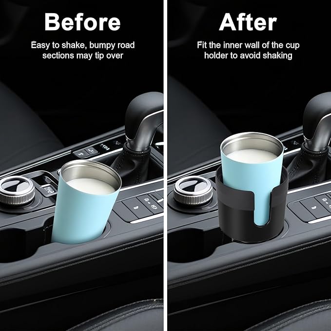 Car Cup Holder Expander, Large Cup Holder Extender for Car with Adjustable Base, Water Bottle Holder Adapter Fits Yeti, Hydro