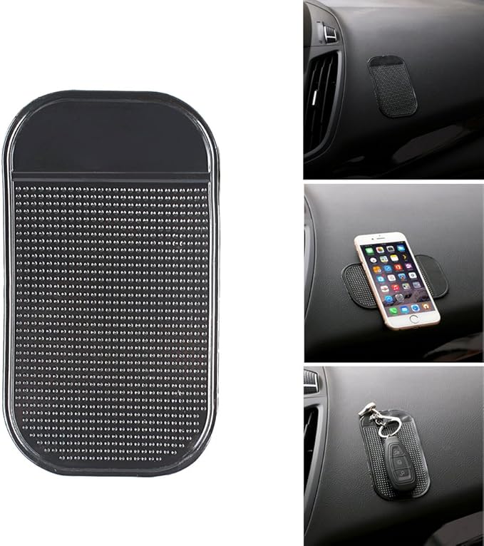 Car Dashboard Sticky Pad, 5-Pack Anti-Slip Dash Mat Upgraded Bigger and Thicker, Non-Slide Phone Mat for Radar Detector, Keys