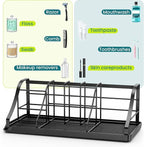 Bathroom Countertop Organizer - Detachable 7 Slots Kids Electric Black Toothbrush and Toothpaste Holder Drainage Tray for Bat