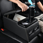 Coverado Car Center Console, Universal Rear Bench Seat Consoles, Truck Seat Organizer and Storage, Back Seat Car Organizer with Cup Holder, Central Armrest Box (Regular, Black)