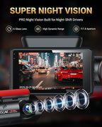 2.5K+1080P Dual Dash Cam Front and Inside, WiFi & GPS Dash Camera for Cars with 32G Card, IR Night Vision, 3" IPS Screen, Ins