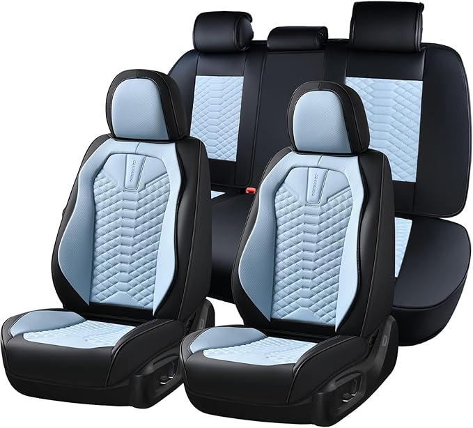 Coverado Leather Seat Covers, Car Seat Covers Full Set, Waterproof Nappa Leather Car Seat Cover, Car Seat Protectors 5 Seats,