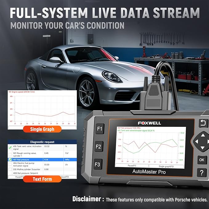 FOXWELL NT510 Pro fit for Porsche OBD2 Scanner with 12V Battery Tester, Full System Diagnostic Bidirectional Control Scanner