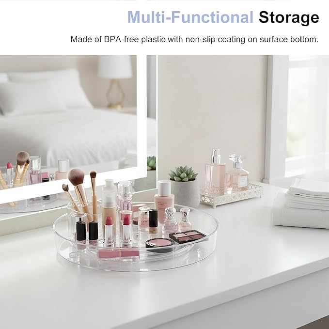 2-Tier Vitamin Storage Organizer, Rotary Turntable Organizer for Vitamin Bottles and Medicine Bottle, Vitamin Bottle Organize