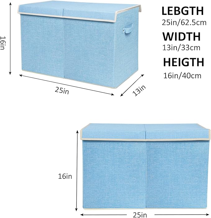 popoly Large Toy Box Chest with Lid, Collapsible Sturdy Toy Bin Storage Organizer Boxes Baskets for Kids, Boys, Girls, Nurser