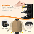 YOUDENOVA 2 Pack Hat Organizer for Baseball Caps, Adhesive or Screw-Mounted Hat Rack Holds 40 Hats, Hat Storage Display for W