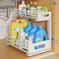 1-Pack Under Sink Organizers and Storage,2-Tier L Shape Pull Out Cabinet Organizer With Round Tube Slide Rails,Hight Adjustab