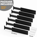 SpaceAid Bamboo Dresser Drawer Dividers 6 Pack, 4.65“ High Adjustable 17“-22” Drawer Organizers, Expandable Organization for 