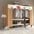 Portable Foldable Wardrobe Closet with Door - Metal Clothing Rack for Hanging Clothes, Space-Saving Coat Storage for Bedroom 