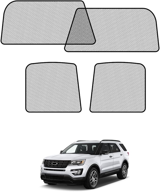 Car Window Shades for Ford-Explorer(2011-2019),4 Pack Car Window Cover for Baby Sun Shade Blocker Breathable Mesh,Reduce UV Rays & Heat Insulation Privacy Protection for Camping, Travel, Sleep