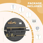 Key Holder for Wall, Key and Mail Holder Organizer with - Key Holder Wall Mount - Round Wooden Rustic Home Decor for Entryway