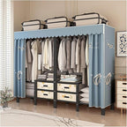 Foldable Portable Wardrobe Closet with Cover, Metal Garment Rack, Clothing Rack for Hanging Clothes, One-Piece Folding Base, 