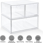 Prsildan Acrylic Drawer Makeup Organizer with 3 Drawers, Clear Stackable Storage for Baby Bottles, Craft, Jewelry & Hair Acce