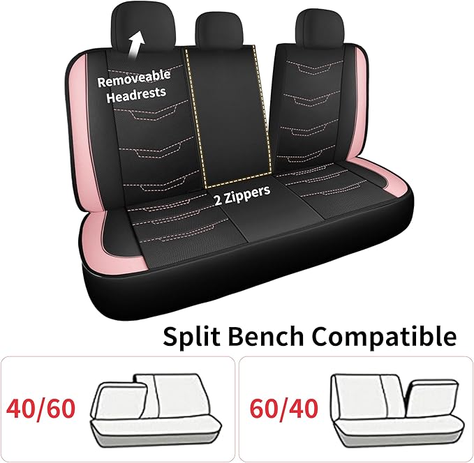 Pink Seat Covers,Breathable and Sport Seat Covers,Anti-Slip Universal Fit Car Seat Covers Full Set for Cars Sedans SUV and Tr