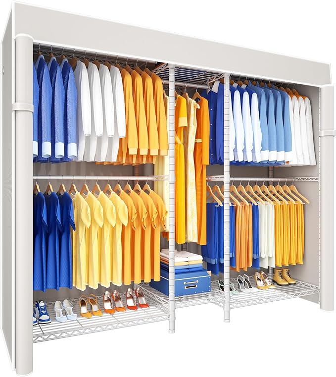 Ulif E12C Pro Heavy Duty Closet Organizer System，Freestanding Clothing Racks for Hanging Clothes，Adjustable Garment Rack 71"W
