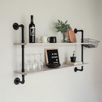 Floating Shelves for Wall Bookshelf Industrial Pipe Shelving Shelves Natural Wood Planks 48 inch Rustic Wall Shelves Hanging 