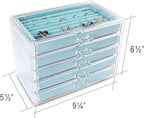 Frebeauty Extra Large Acrylic Jewelry Box for Women 5 Layers Clear Jewelry Organizer Velvet Earring Box with 5 Drawers Rings 
